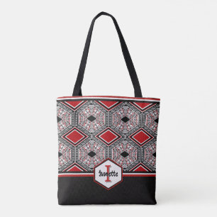 Bolso De Tela Tapiz Tribal Rojo, Blanco y Negro