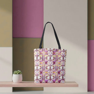 Bolso De Tela Tapiz Tribal Rosa, Marrón, Amarillo y Blanco