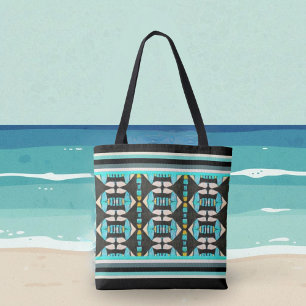 Bolso De Tela Tapiz Tribal Turquesa