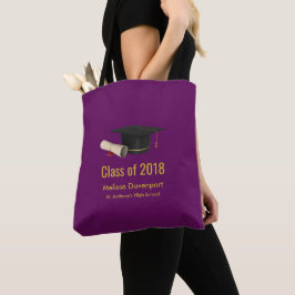 Bolso De Tela Tapón y Diploma de Graduación en Clase Púrpura de