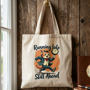 Bolso De Tela Tardío, Aún Adelante Gato Divertido Gracioso
