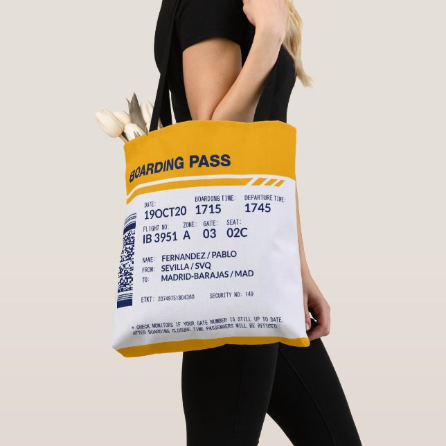 Bolso De Tela Tarjeta de embarque - Amarillo (Detalle)