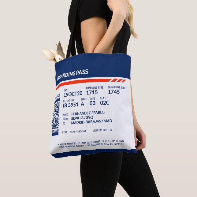 Bolso De Tela Tarjeta de embarque - Azul y rojo (Detalle)