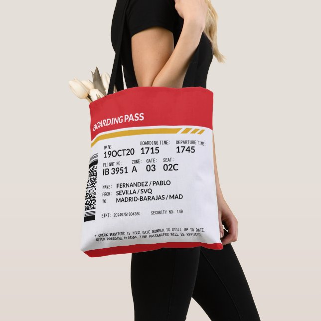 Bolso De Tela Tarjeta de embarque - Rojo (Detalle)