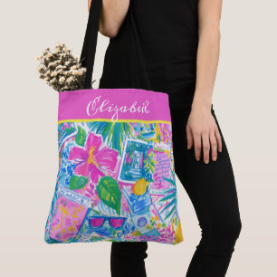 Bolso De Tela Tarjetas Postales de Playa Tropical Personalizadas