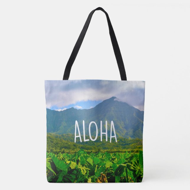Bolso De Tela Taro Fields, Hanalei, Kauai, Hawaiian Beach Bag (Anverso)