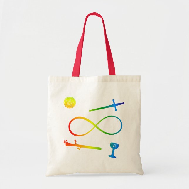 Bolso De Tela Tarot Lemniscate: El arcoiris mago y los elementos (Frente)