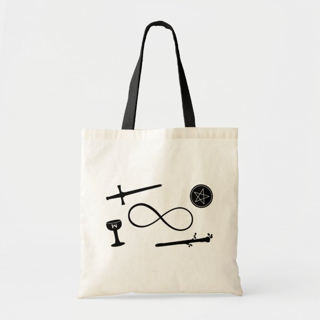 Bolso De Tela Tarot Lemniscate: El Magician y 4 Elementos (Frente)
