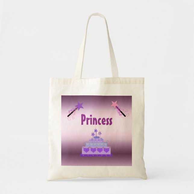 Bolso De Tela Tarta de Princesa y Varitas Mágicas (Frente)