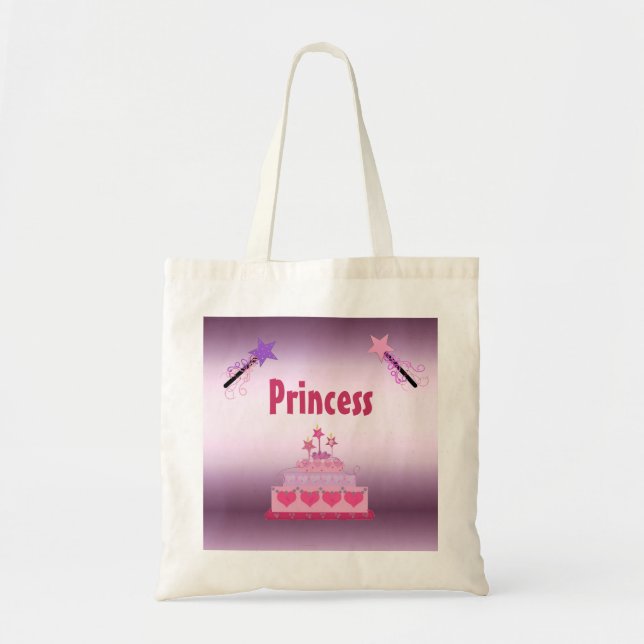 Bolso De Tela Tarta de Princesa y Varitas Mágicas (Frente)
