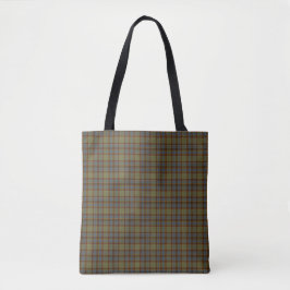 Bolso De Tela Tartan a cuadros azul oliva naranja