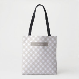 Bolso De Tela Tartán búfalo moderno beige natural personalizado