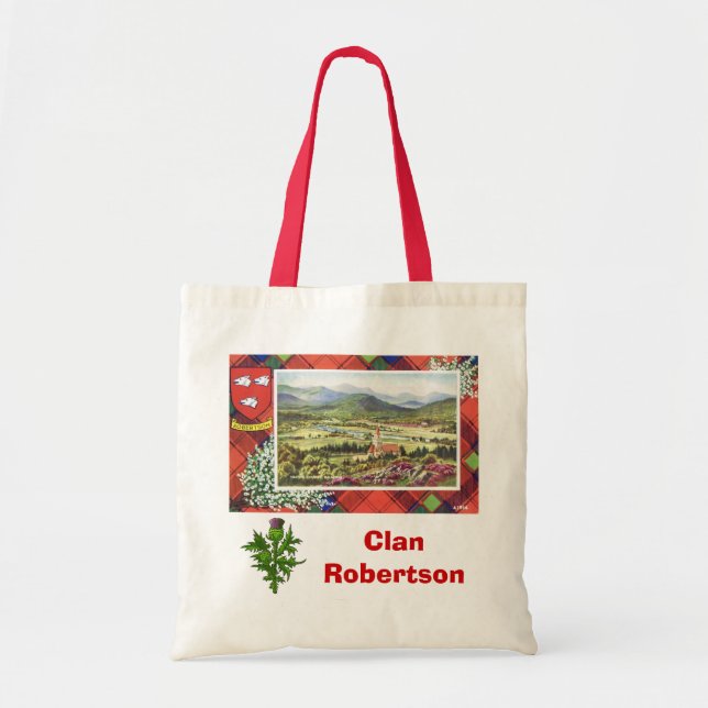 Bolso De Tela Tartán escocés, clan Robertson (Frente)