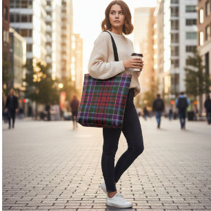 Bolso De Tela Tartan Highland - Cuadros Rojos y Verdes Rústicos