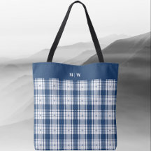 Tartán Plaid - Azul y blanco de la marina