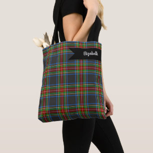 Bolso De Tela Tartan Plaid del Clan Stewart Stuart Negro