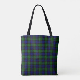 Bolso De Tela Tartán verde y marino