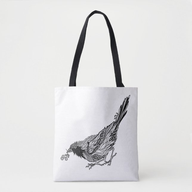 Bolso De Tela Tatuaje 2 del pájaro (Anverso)