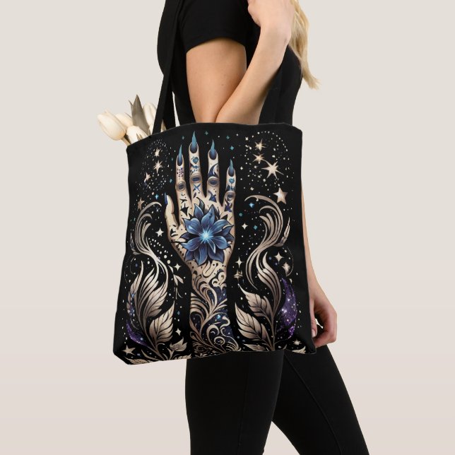 Bolso De Tela Tatuaje De Mano Negra Y Oro (Detalle)