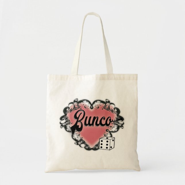 Bolso De Tela tatuaje del corazón del bunco (Frente)