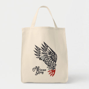 Bolso De Tela Tatuaje tribal del loro del gris africano