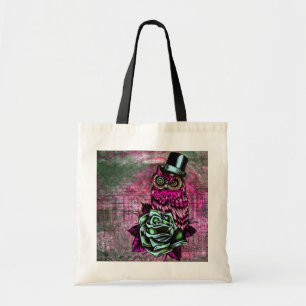 Bolso De Tela Tatúe el búho del estilo con el sombrero de copa