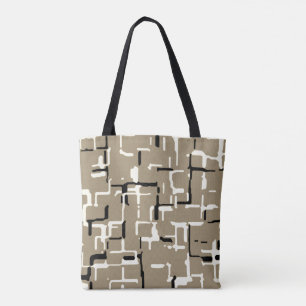 Bolso De Tela Taupe Beige Blanco Negro