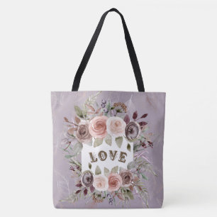 Bolso De Tela  Taupe Floral Bouquet of Love Fashion Tote