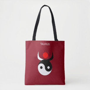 Bolso De Tela Tauro & Estiloso Yin Yang negro y blanco sobre Mar