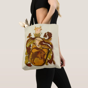 Bolso De Tela Taurus Vintage German Brown y Gold Coat of Arms