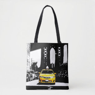 Bolso De Tela Taxi amarillo lindo Brooklyn Popart de New York