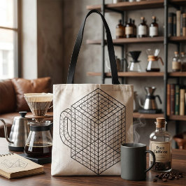 Bolso De Tela Taza de café geométrica Arte de rejilla isométrica
