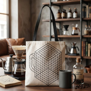 Bolso De Tela Taza de café geométrica Arte de rejilla isométrica