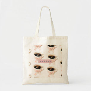 Bolso De Tela Taza de Café Personalizada con Patrón Coquette Ado