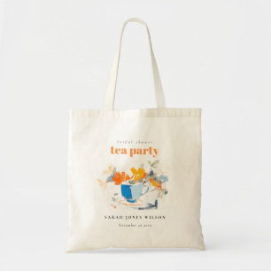Bolso De Tela Taza de té floral moderna para fiesta de desposori