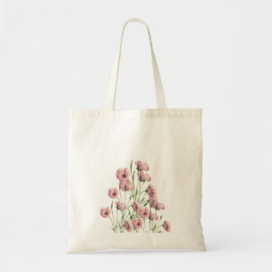 Bolso De Tela Taza Flores De Amapola Acuarela Simple & Hermosa.