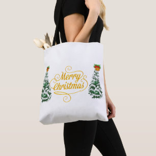 Bolso De Tela Taza personalizada de Navidad con árbol de acuarel