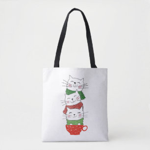 Bolso De Tela Taza Tres Gatos Lindos Bufandas Fiesta Divertida