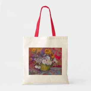 Bolso De Tela Tazón con girasoles y Rosas por Vincent van Gogh
