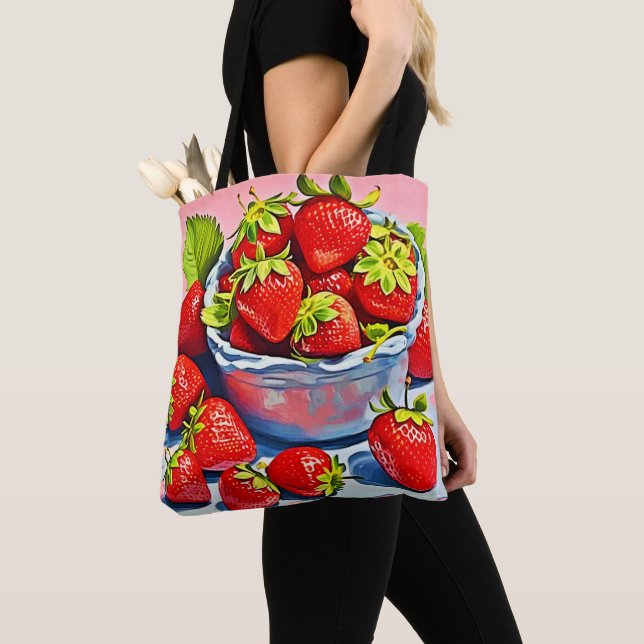 Bolso De Tela Tazón de fresa fresca (Detalle)