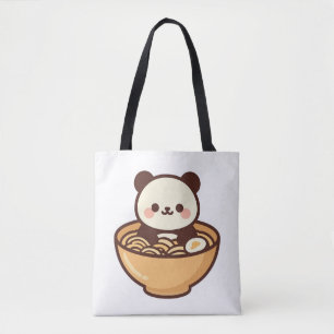 Bolso De Tela Tazón de Ramen de Panda Kawaii Adorable N