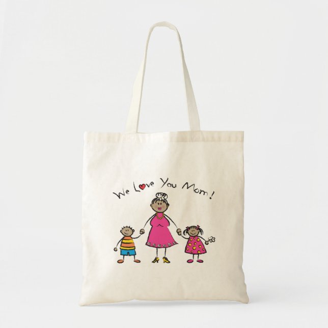Bolso De Tela Te amamos a tu madre, familia Personalizado, feliz (Frente)