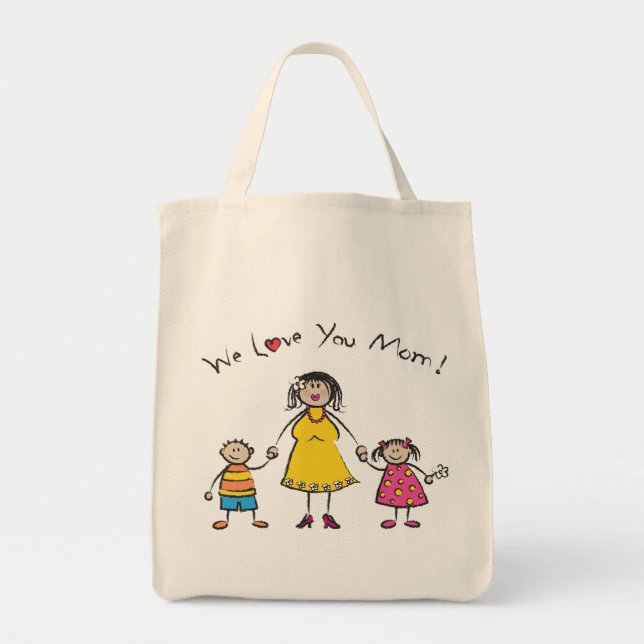 Bolso De Tela Te amamos a tu madre, familia Personalizado, feliz (Frente)