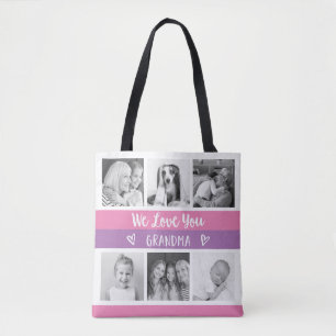 Bolso De Tela Te amo abuela Cuadrícula de fotos de bloque de c