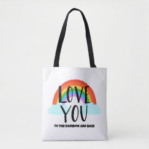 Bolso De Tela Te amo al arcoiris y a la espalda