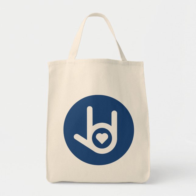 Bolso De Tela Te Amo, Azul (Frente)