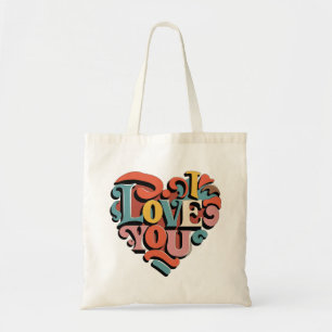 Bolso De Tela Te Amo Corazón Retro Psicoelia