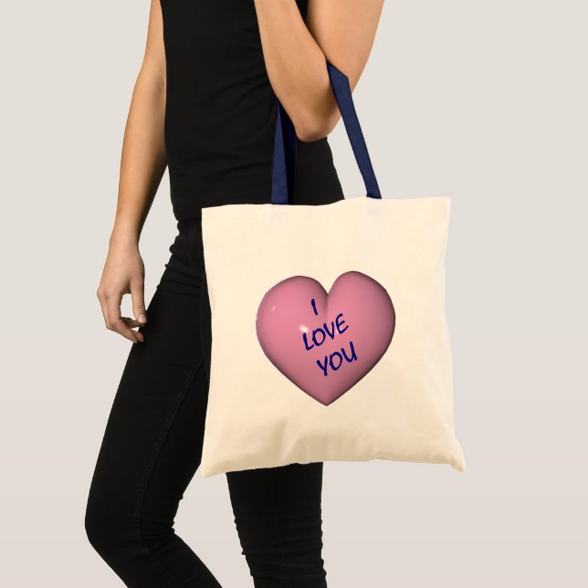 Bolso De Tela Te Amo El Corazón Rosa (Anverso (producto))