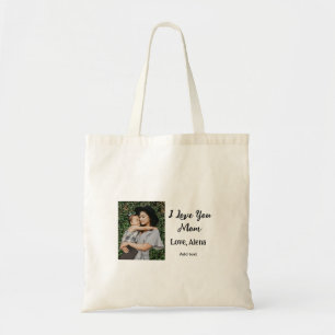 Bolso De Tela Te amo el día de mamá elegante agregar texto de fo