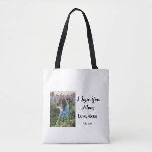 Bolso De Tela Te amo el día de mamá elegante agregar texto de fo